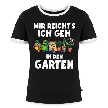 Meine Komfortzone Garten Gartenarbeit - Frauen Kontrast-T-Shirt - Schwarz/Weiß - Vorne - Selfina (174cm)