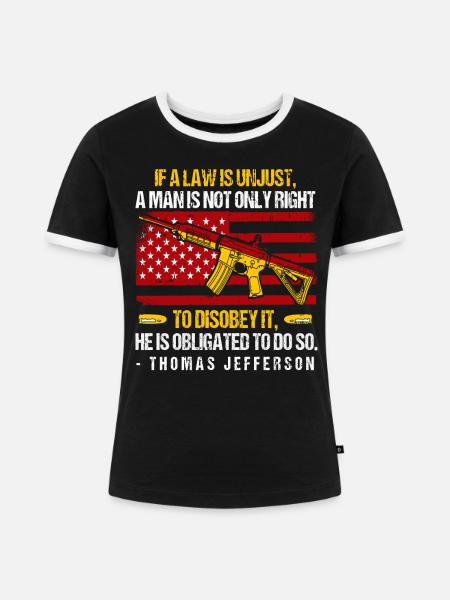 Thomas Jefferson - Frauen Kontrast-T-Shirt - Schwarz/Weiß