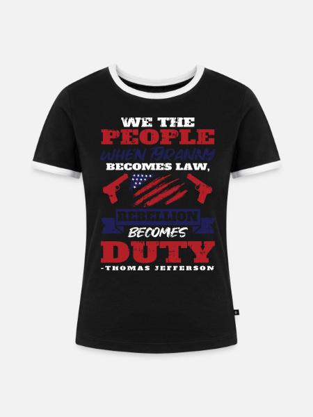 Thomas Jefferson - Frauen Kontrast-T-Shirt - Schwarz/Weiß