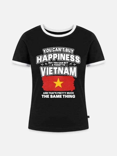 Vietnam - Frauen Kontrast-T-Shirt - Schwarz/Weiß