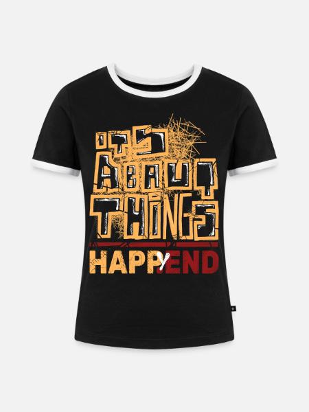 Stilvolles Graffiti und Happy - Frauen Kontrast-T-Shirt - Schwarz/Weiß