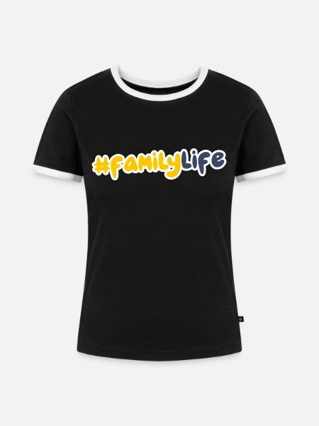 Familienleben - Frauen Kontrast-T-Shirt - Schwarz/Weiß