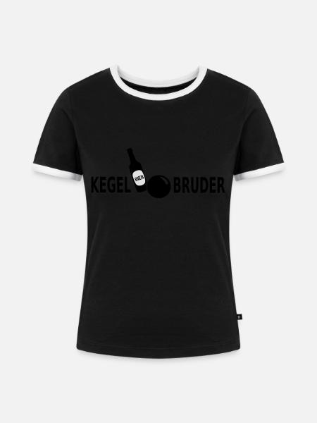 Kegelbruder Bier -- - Frauen Kontrast-T-Shirt - Schwarz/Weiß
