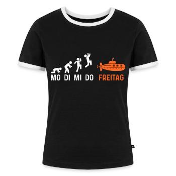 Tauchboot Unterseeboot Unterwasserboot U-Boot - Frauen Kontrast-T-Shirt - Schwarz/Weiß - Vorne - Selfina (174cm)