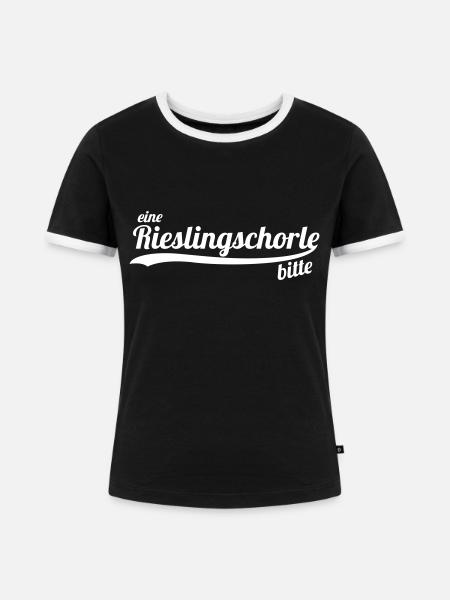 eine Rieslingschorle bitte - Frauen Kontrast-T-Shirt - Schwarz/Weiß