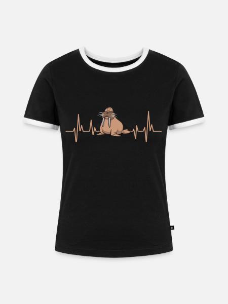 Walross - Frauen Kontrast-T-Shirt - Schwarz/Weiß