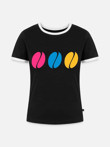 Coffee Beans - Frauen Kontrast-T-Shirt - Schwarz/Weiß