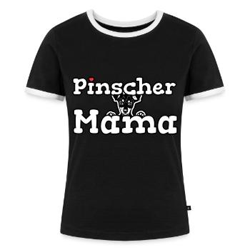 Süße Pinscher Mama - Frauen Kontrast-T-Shirt - Schwarz/Weiß - Vorne - Selfina (174cm)