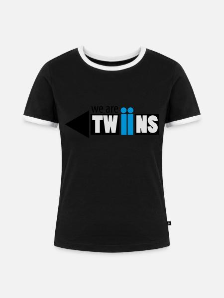 twin zwilling rechts - Frauen Kontrast-T-Shirt - Schwarz/Weiß
