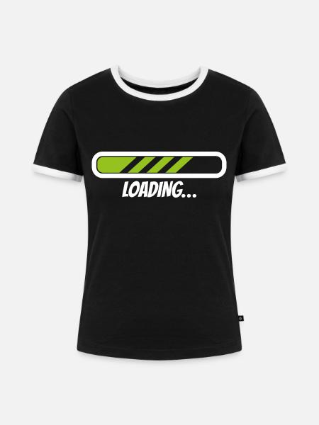 Loading 2 - Frauen Kontrast-T-Shirt - Schwarz/Weiß
