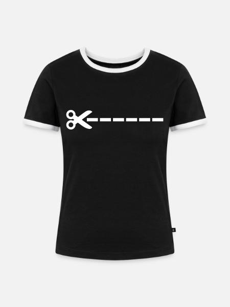 Schere - Frauen Kontrast-T-Shirt - Schwarz/Weiß
