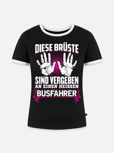 BUSFAHRER - Brüste - Frauen Kontrast-T-Shirt - Schwarz/Weiß
