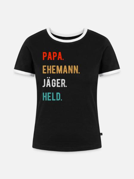 Jäger Jagd Papa - Frauen Kontrast-T-Shirt - Schwarz/Weiß