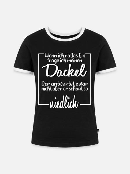Dackel niedlich Hund Geschenk - Frauen Kontrast-T-Shirt - Schwarz/Weiß