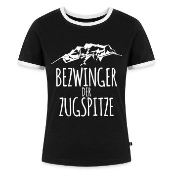 Zugspitze Berge Wandern Spruch - Frauen Kontrast-T-Shirt - Schwarz/Weiß - Vorne - Selfina (174cm)