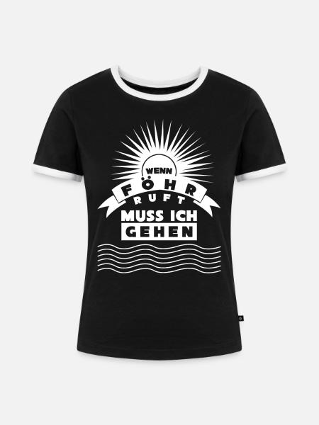 Föhr ruft - Frauen Kontrast-T-Shirt - Schwarz/Weiß