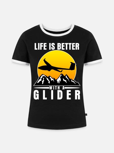 Segelflug Glider Segelflugzeug - Frauen Kontrast-T-Shirt - Schwarz/Weiß
