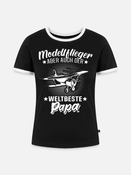 Modellflieger Papa Modellflug Modellfliegen - Frauen Kontrast-T-Shirt - Schwarz/Weiß
