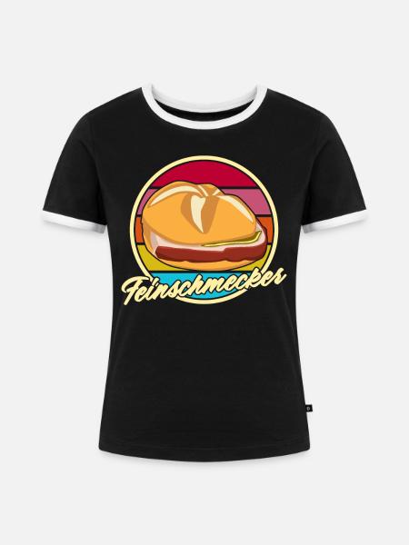Leberkäse Feinschmecker Leberkas - Frauen Kontrast-T-Shirt - Schwarz/Weiß