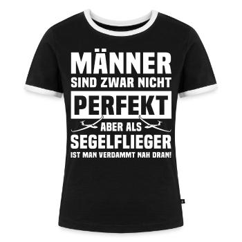 Segelfliegen Segelflug Segelflieger - Frauen Kontrast-T-Shirt - Schwarz/Weiß - Vorne - Selfina (174cm)