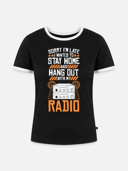 Amateurfunker Funker Radio Funkgerät - Frauen Kontrast-T-Shirt - Schwarz/Weiß