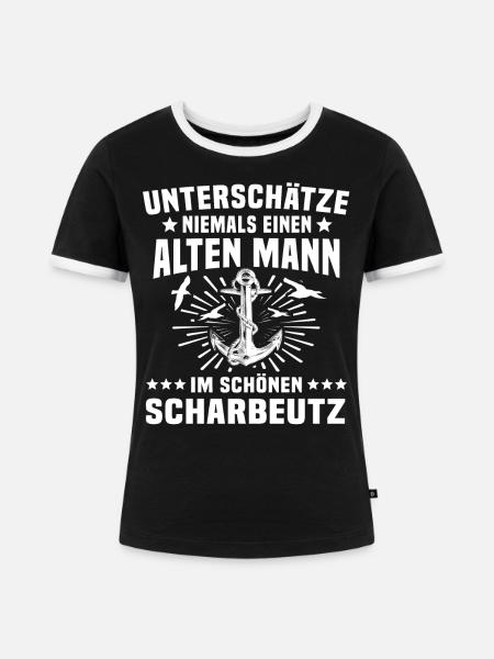 Scharbeutz - Frauen Kontrast-T-Shirt - Schwarz/Weiß