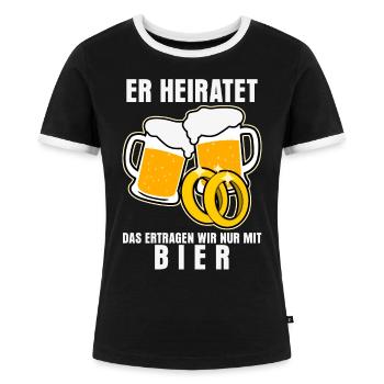Junggesellenabschied Bier Trauzeuge - Frauen Kontrast-T-Shirt - Schwarz/Weiß - Vorne - Selfina (174cm)