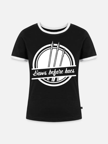 3D Bogensport Compoundbogen Langbogen - Frauen Kontrast-T-Shirt - Schwarz/Weiß