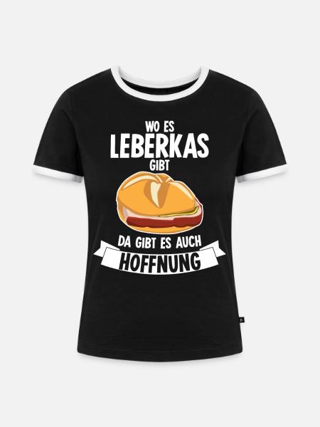 Leberkäse Fleischkas Leberkas - Frauen Kontrast-T-Shirt - Schwarz/Weiß