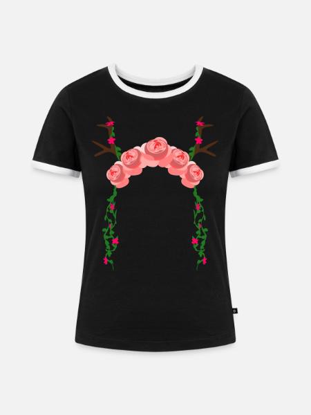 Dirndl Kopfschmuck Trachtenkleid - Frauen Kontrast-T-Shirt - Schwarz/Weiß