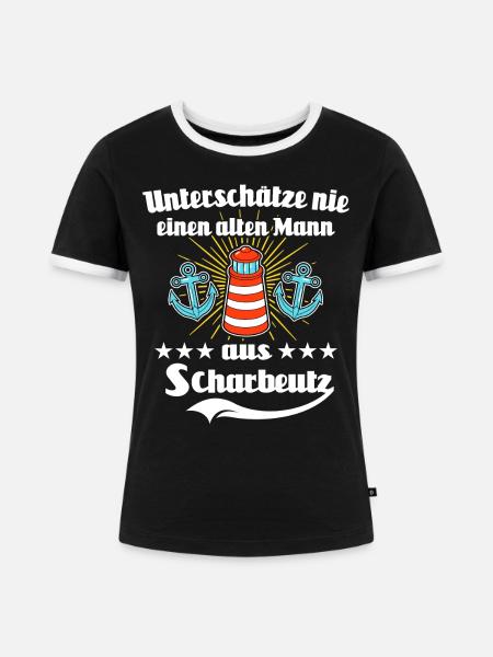 Scharbeutz Sprüche Scharbeutzer Ostsee - Frauen Kontrast-T-Shirt - Schwarz/Weiß