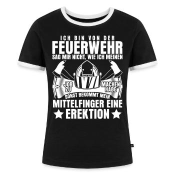 Jugendfeuerwehr Freiwillige Feuerwehr - Frauen Kontrast-T-Shirt - Schwarz/Weiß - Vorne - Selfina (174cm)