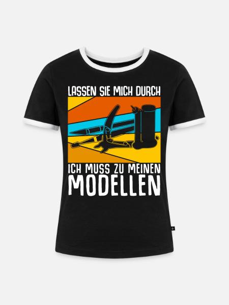 Modellbau Retro Modellbauer - Frauen Kontrast-T-Shirt - Schwarz/Weiß