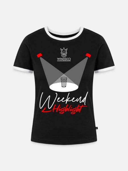 Weinschorle Weekend Highlight - Frauen Kontrast-T-Shirt - Schwarz/Weiß