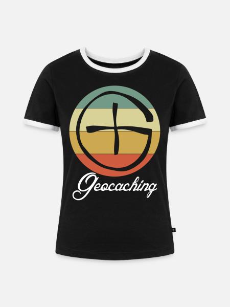 Geocacher retro Geocache - Frauen Kontrast-T-Shirt - Schwarz/Weiß