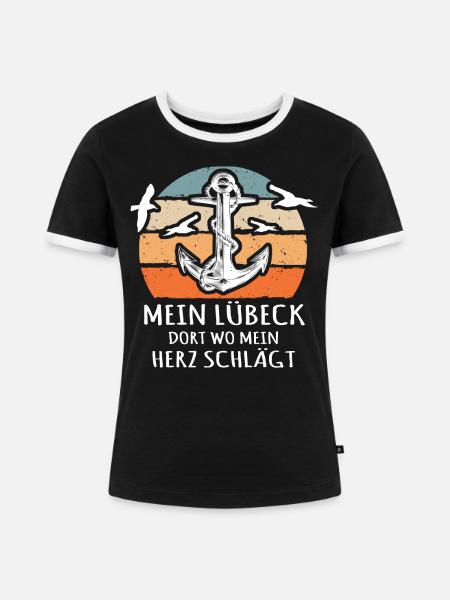 Lübeck Luebeck - Frauen Kontrast-T-Shirt - Schwarz/Weiß