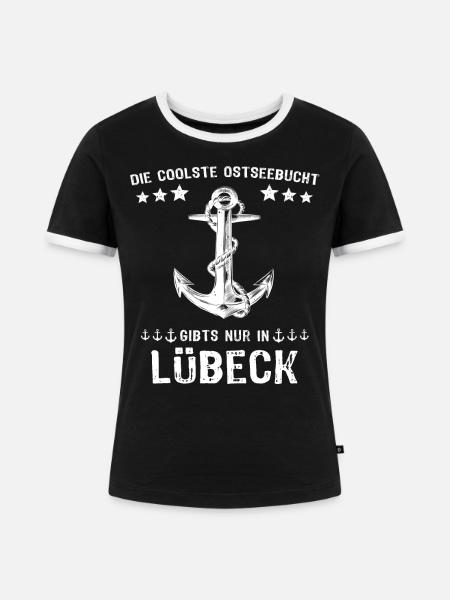 Lübeck Luebeck - Frauen Kontrast-T-Shirt - Schwarz/Weiß