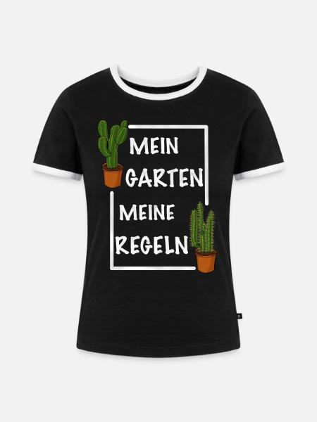 Mein Garten meine Regeln - Frauen Kontrast-T-Shirt - Schwarz/Weiß