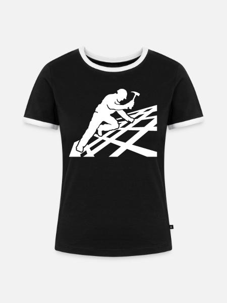 Dachdecker Motiv Dachdecken - Frauen Kontrast-T-Shirt - Schwarz/Weiß