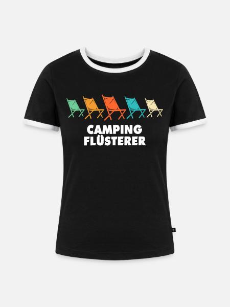 Campen Wohnwagen Camping Flüsterer - Frauen Kontrast-T-Shirt - Schwarz/Weiß