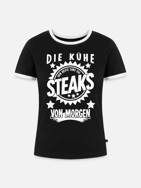 Metzger Metzgerei Steaks Fleischer - Frauen Kontrast-T-Shirt - Schwarz/Weiß