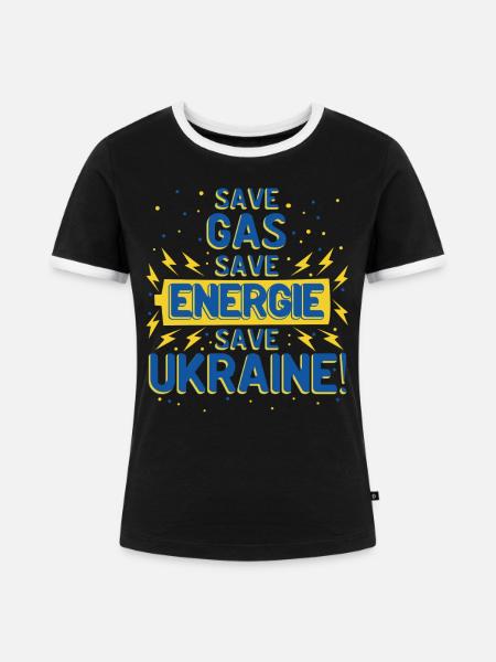 Save Ukraine Ukrainische Flagge - Frauen Kontrast-T-Shirt - Schwarz/Weiß