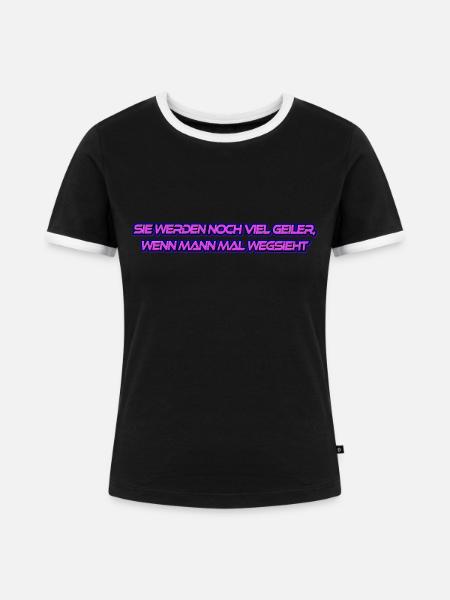 Geile Brüste - schau weg!!! - Frauen Kontrast-T-Shirt - Schwarz/Weiß