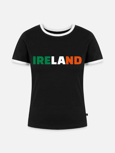 Irland - Frauen Kontrast-T-Shirt - Schwarz/Weiß