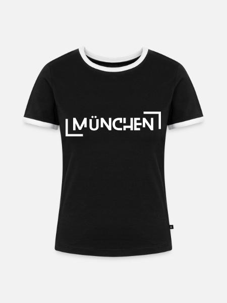 München - Frauen Kontrast-T-Shirt - Schwarz/Weiß