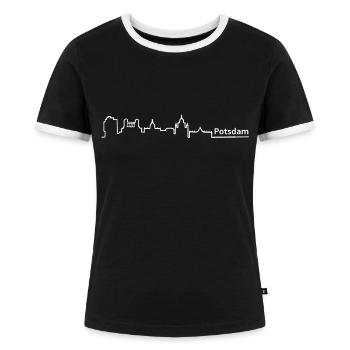 potsdam skyline - Frauen Kontrast-T-Shirt - Schwarz/Weiß - Vorne - Selfina (174cm)