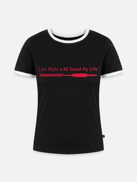 dj - Frauen Kontrast-T-Shirt - Schwarz/Weiß