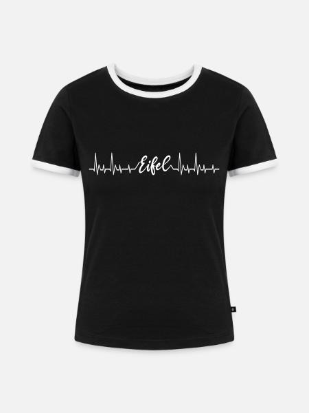 Herzschlag Eifel - Frauen Kontrast-T-Shirt - Schwarz/Weiß