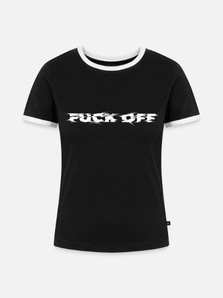fuck off - Frauen Kontrast-T-Shirt - Schwarz/Weiß
