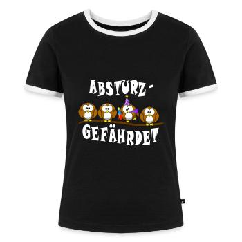 ABSTURZGEFÄHRDET - Frauen Kontrast-T-Shirt - Schwarz/Weiß - Vorne - Selfina (174cm)